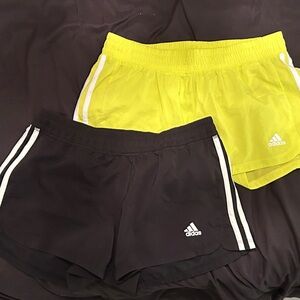 Adidas Women's Neon/green and Black Athletic Shorts